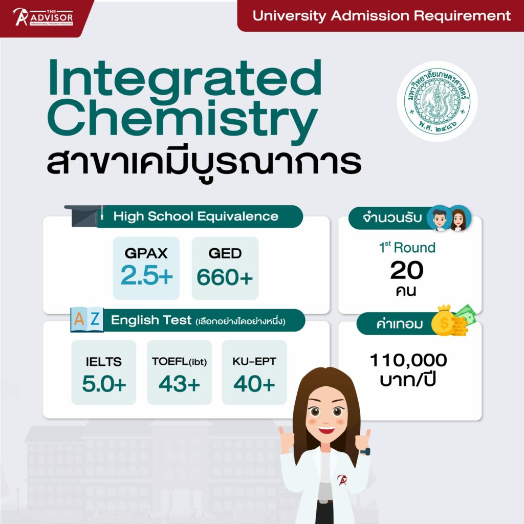 เกณฑ์คะแนนสาขาเคมีบูรณาการ เกษตรศาสตร์ (Integrated Chemistry KU Requirement)