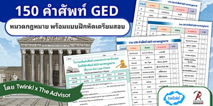 A graphic shows GED Social Studies Vocab from The Advisor Academy
